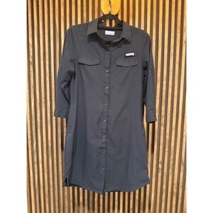 Columbia Womens Shirt Dress Roll-Up Sleeve Button Front Casual
